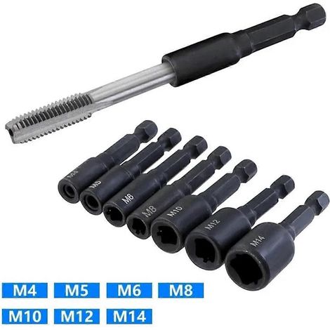 Adaptateur pour douille de taraudage, tournevis carré professionnel, tige hexagonale 1/4 pouce (1/5)