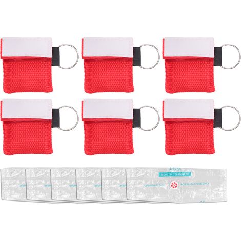 6 pièces Masque de RCR avec Valve Anti-retour pour Respiration Optimale - Rouge (1/5)