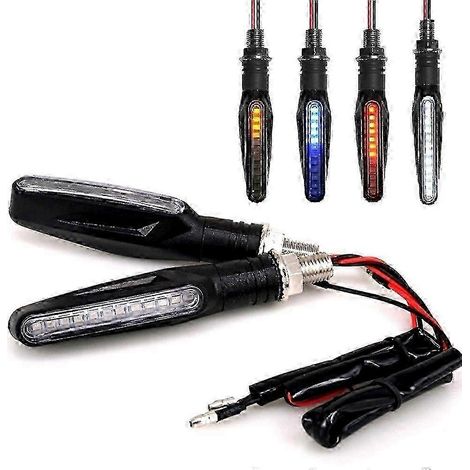 Un par de luces intermitentes LED universales para motocicleta de 12 V, IP68, impermeables, con luz trasera, accesorios, color azul, SZRH AS (1/4)