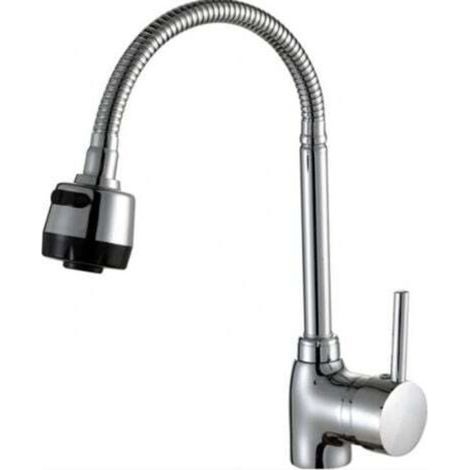 Robinet de cuisine à trois voies à embout universel en ABS avec tuyau d'eau chaude et froide de 60 cm (1/4)