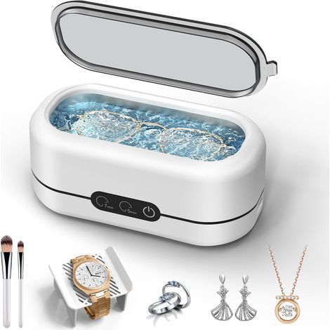 Nettoyeur de bijoux à ultrasons 48 kHz - Cuve en acier inoxydable 304 - Deux modes de nettoyage - Nettoyeur à ultrasons pour lunettes et bijoux (1/4)