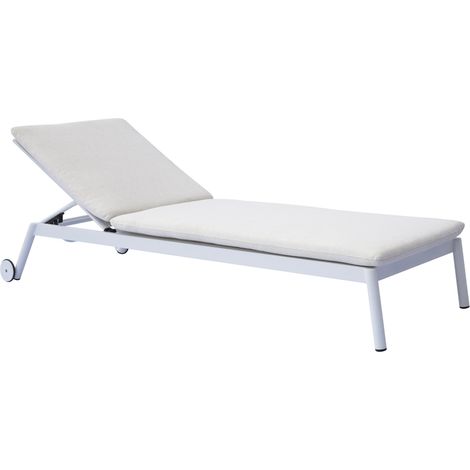 Lettino prendisole reclinabile in alluminio bianco con cuscino imbottito (1/5)