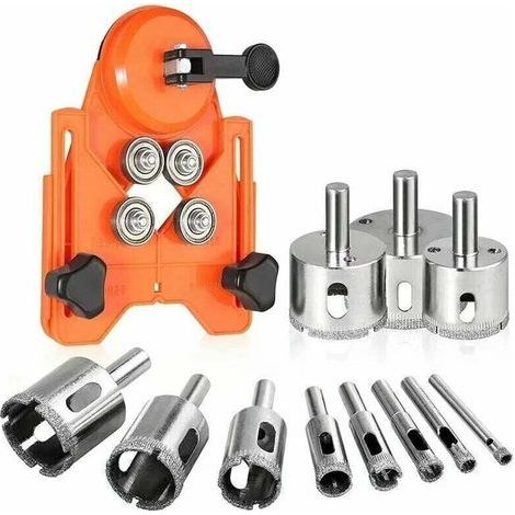 Kit de scies Cloches diamantées Ø 6-50 mm, Foret Creux réglable, scie Cloche à Ventouse, Haute précision avec Foret pour Verre, marbre, carrelage, céramique, PVC (1/4)