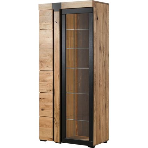 Vitrine Wildeiche 80x45x180 natur geölt ROTTERDAM 111