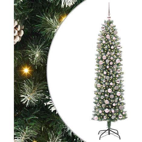 Künstlicher schlanker Weihnachtsbaum Grün und Weiß 180 cm