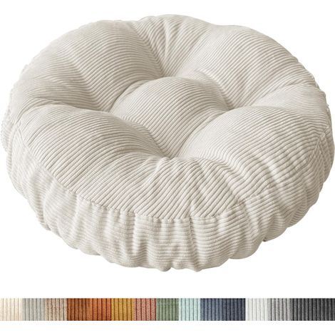 Coussin de chaise rond, 40 x 40 cm, antidérapant, lavable, confortable, 8 cm d'épaisseur, tissu côtelé, lavable, pour intérieur, cuisine, jardin (1/5)