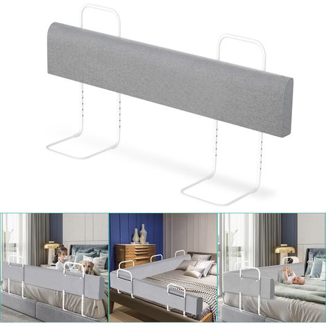 Randaco 1 pieza barrera cama infantil flexible 150 cm, protector anticaídas ajustable, gris (1/5)
