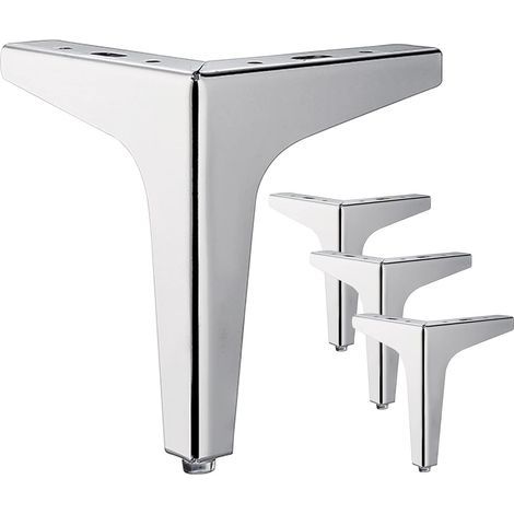 Lot de 4 pieds de meubles en métal argenté de 15 cm, pieds de table triangle DIY, convient pour armoire, canapé, table basse, meuble TV et autres pieds de meubles. (1/5)
