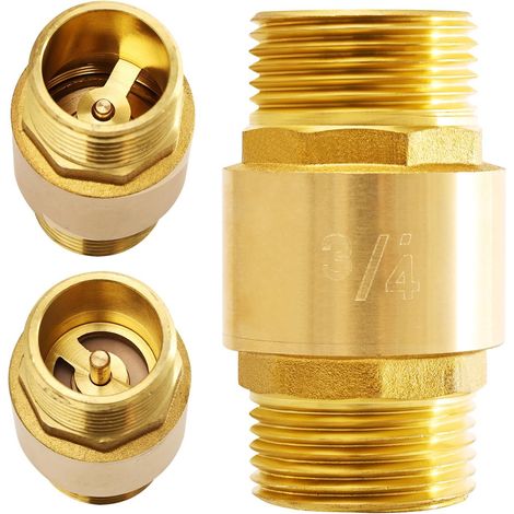 Clapet anti-retour en laiton 3/4" avec filetage extérieur, clapet anti-retour 3/4" AG vers AG, 3/4", inoxydable et étanche pour pompe, jardin, machine à laver, tonneau (1/5)