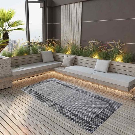 Tapis d'extérieur Terrasse Salon Cuisine - Tapis de jardin Gris 120x180 cm PP BV903963 - BonneVie (1/5)