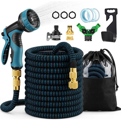 Flexibler Gartenschlauch 30m dehnbarer Wasserschlauch Flexischlauch flexibel Blau (1/5)