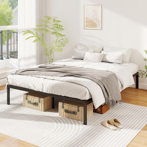 COSTWAY Struttura Letto 200x140cm, Letto Matrimoniale in Metallo con Doghe Resistenti, Spazio Sottostante per Conservazione, Non Serve Rete a Doghe, Silenzioso (1/5)