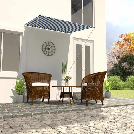 vidaXL Tenda da Sole Retrattile 150x150 cm Blu e Bianco (1/5)