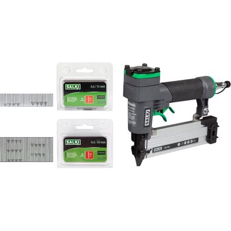 SALKI Pack - Agrafeuse Pneumatique CSK P06 + Blister Salki Pin 0,6 15mm et 30mm B - Cloueuse pneumatique - Agrafeuse pour travaux de menuiserie. (1/5)