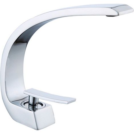 Rubinetto lavabo moderno tipo nordico con linee curve monocomando  Cromato (1/5)