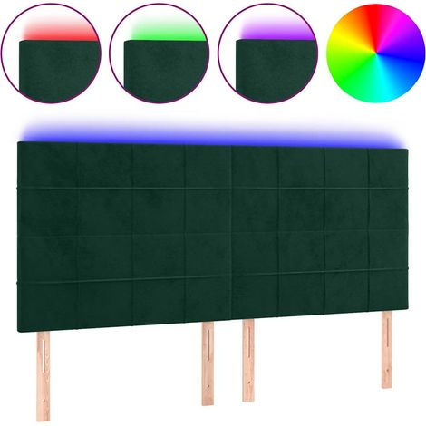 Maison Exclusive - Testiera a LED Verde Scuro 200x5x118/128 cm in Velluto (1/5)