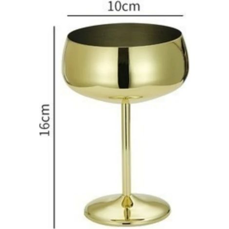 Verre à pied en acier inoxydable 304 (350 ml, doré), idéal pour le vin, les bars, les restaurants et la consommation à domicile.