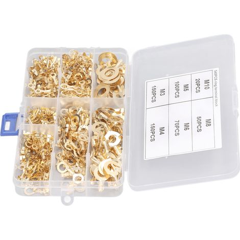 540 pièces cosses à anneau laiton doré M3 M4 M5 M6 M8 M10 connecteur filaire forme O (1/5)