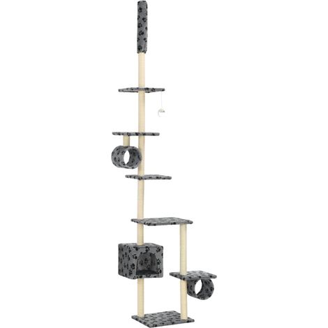 Maison Exclusive - Albero per Gatti e Tiragraffi Sisal 260cm Zampe Stampate Grigio