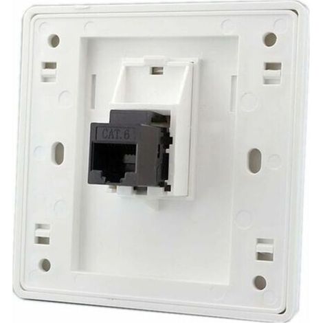 1 pcs Prise murale RJ45 CAT6, double passage, plastique, 86x86mm, pour réseau LAN et téléphonie (1/4)