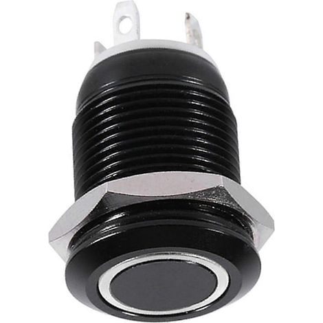 Interruptor pulsador momentáneo para luz LED de coche de 12 mm, carcasa negra, 2A