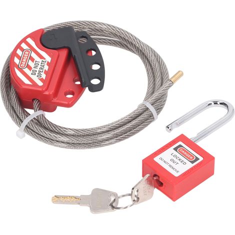 Safety Padlock Set Adjustable Stainless Steel Cable Lockout and 38mm Lockout Tagout Lock with 2 Keys