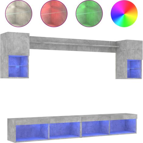 Maison Exclusive - 6-tlg. Wohnwand mit LED-Beleuchtung Betongrau (1/5)