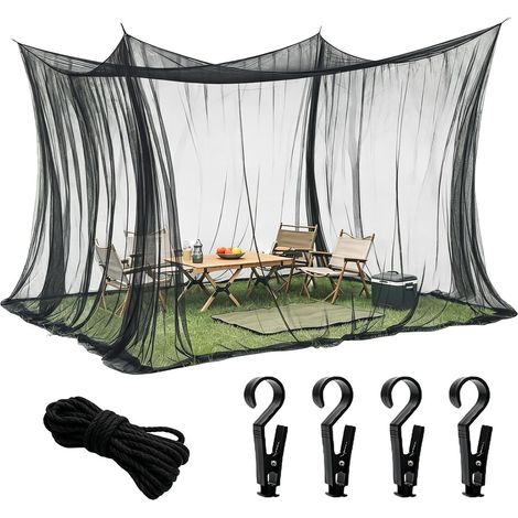 Auvent en filet pour le camping Abri en filet frais et confortable Moustiquaire de terrasse Idéal pour le camping, la randonnée, la plage, le jardin, la cour et la pelouse 200 x 200 x 210 cm (1/5)