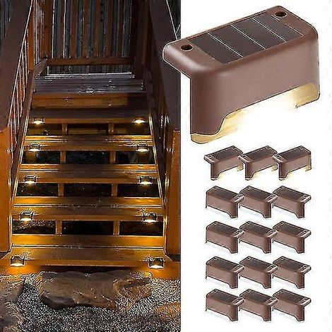 Lampes solaires d'extérieur, lot de 4/8/12 lampes solaires LED étanches pour escaliers, marches, clôtures, balustrades, jardin et terrasse.-AquaForge