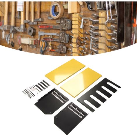 Étagère murale jaune pour perceuses électriques, tournevis et outils. (1/5)
