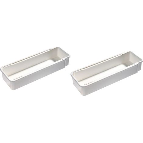 Sollbry Lot de 2 Organisateur de Tiroir, Boite Rangement Tiroir Plastique pour Cuisine, Bureau, Organisateur Tiroir Extensible pour Couverts, Maquillage et Petits Objets, Blanc (1/5)