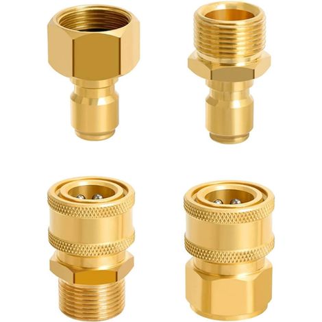 4 x M22-15 mm auf 3/8 Zoll Schnellspanner-Dreharmaturen, Hochdruckreiniger-Adapter-Set, 3/8-Zoll-Schnellanschluss, Hochdruckreiniger-Schlauchverschraubungen, Zubehör (1/5)