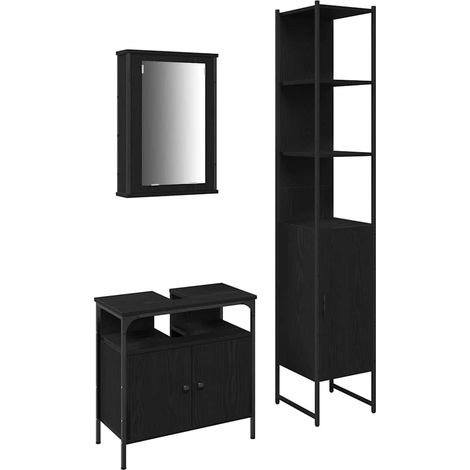Maison Exclusive - Badezimmermöbel-Set 3 pcs Schwarz Eichen-Optik