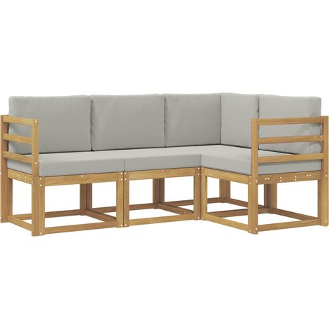Set di divani da esterno 4 pz Bianco e Grigio Chiaro Poliestere vidaXL (1/5)