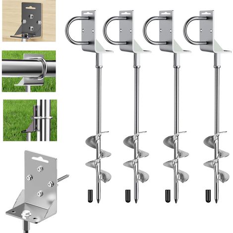 Vis d'ancrage Spiralée pour Mobile Home, Ancrages au Sol pour Tente, Trampoline, Abri de Jardin, Balançoire, Clôture, Carport, Jardin (1/5)