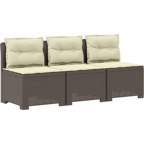 Maison Exclusive - 3-Sitzer Garten Sofa mit Kissen Rattan-Look PP (1/5)