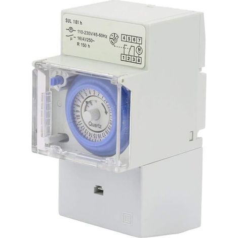 Horloge Modulaire, 110-230V SUL181H Interrupteur à Minuterie, Horloge Modulaire pour Chauffe Eau, Minuterie Mécanique Étanche Programmable 24H, pour éclairage équipement électrique de Domestique (1/5)
