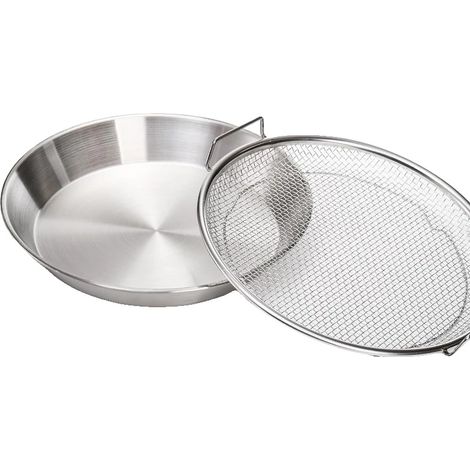Vassoio filtro olio, acciaio inox riutilizzabile, design ecologico, a rete e piatto-a, 18 cm-b (1/2)