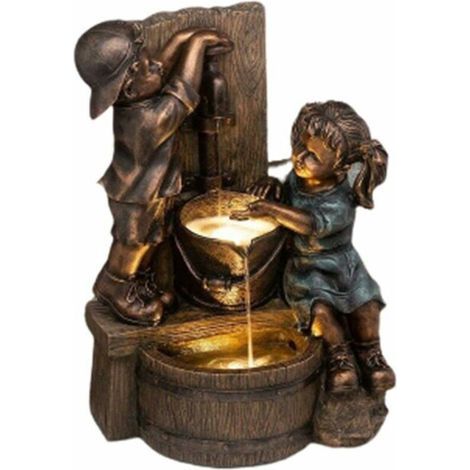 girl and boy resin statue garden sculpture courtyard art deco (1/5)