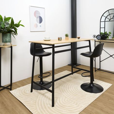 Table Mange Debout - HOME DECO FACTORY - Loka - Robuste - Design - Marron et Noir (1/4)