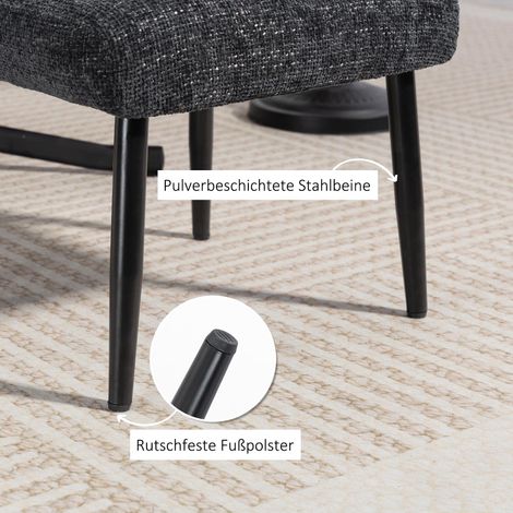 Tabouret de repos avec coussin moelleux, pieds en acier, revêtement en tissu chenille, 45 x 41 x 38 cm, gris foncé (1/4)