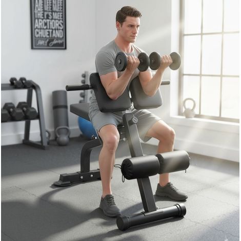 Banco de musculación ajustable 3 en 1, acero, negro, 100 x 68 x 69-110 cm, plegable OKMYHOME (1/5)