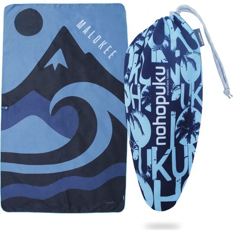 Toalla de playa de microfibra para fitness, de secado rápido, azul, con bolsa. (1/5)