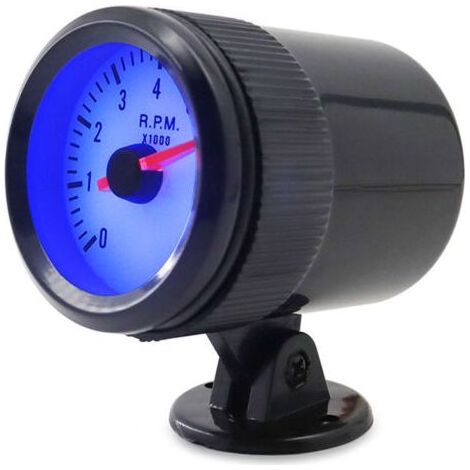 FENOPLASTICA 2" (52 mm) Drehzahlmesser für Autos mit schwarzer Halterung, 0–8000 U/min, blaue LED-Beleuchtung – Schwarz (1/5)