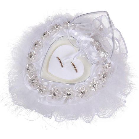 Blumenkissen mit herzförmiger Ringbox und Ringhalter aus Sonnenblumenspitze