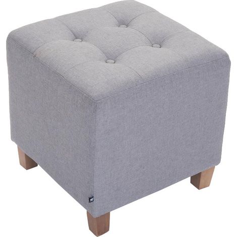 Sgabello basso poggiapiedi imbottito in tessuto grigio chiaro gambe in legno 45x46 cm 100000061