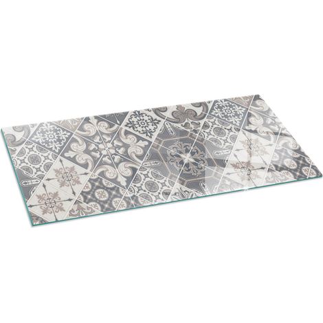 Plaque décorative imprimée sous cheminée et poêle indépendant Protection Thermique Motif mosaïque décoratif 125x50 cm (1/5)