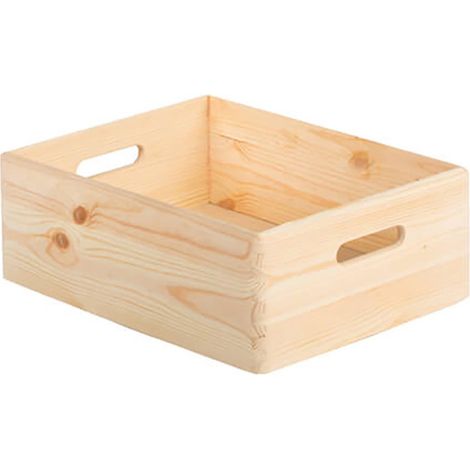 Caisse empilable en pin massif brut 14cm – Dimensions 40 x 30 cm – Épaisseur 12mm – Certifié PEFC, prêt à peindre ou vernir – Astigarraga