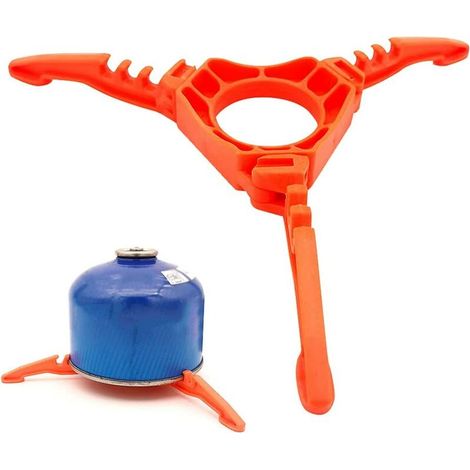 Soporte para tanque de gas antideslizante de ABS naranja, soporte plegable para estufa de gas, soporte para cartuchos de gas, trípode multiusos, portátil. (1/5)