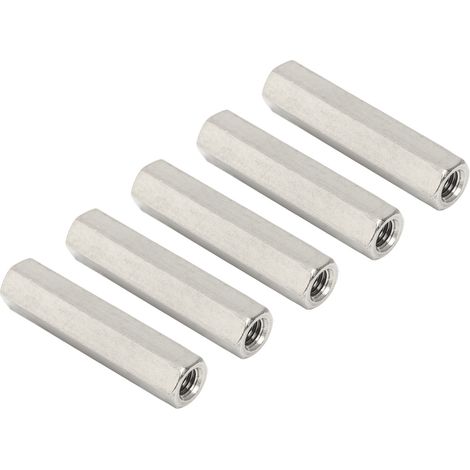Kit de 5 écrous de raccordement hexagonaux M8 argentés, sûrs et pratiques, en acier inoxydable, pour machines industrielles. (1/5)